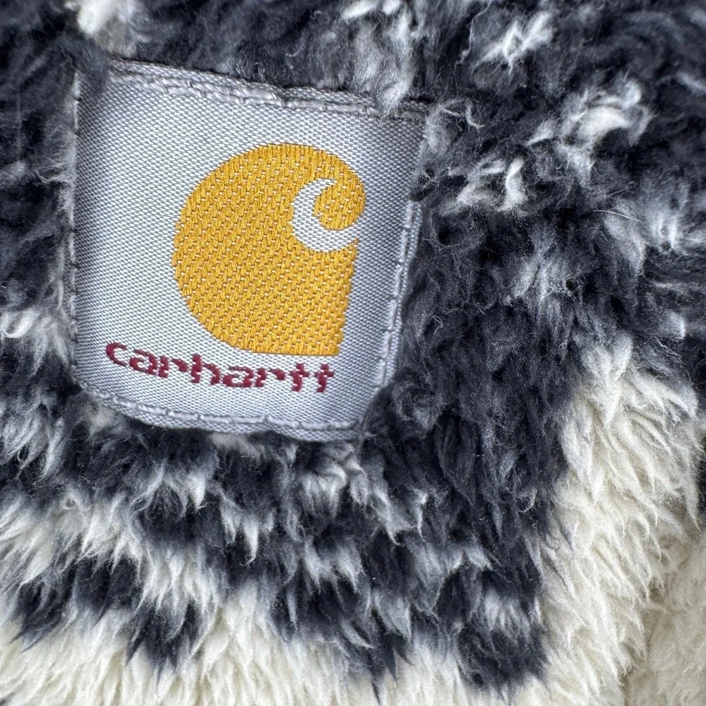 Carhartt Jacket Womens Small White Sherpa Fleece 1/2 Zip Fair Isle Pullover - Picture 4 of 11